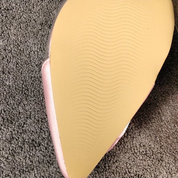 Allegra K Womens shoes Pink Satin Rose Heels Size 9 Clear Strap Pointed Toe Pump - Picture 10 of 13